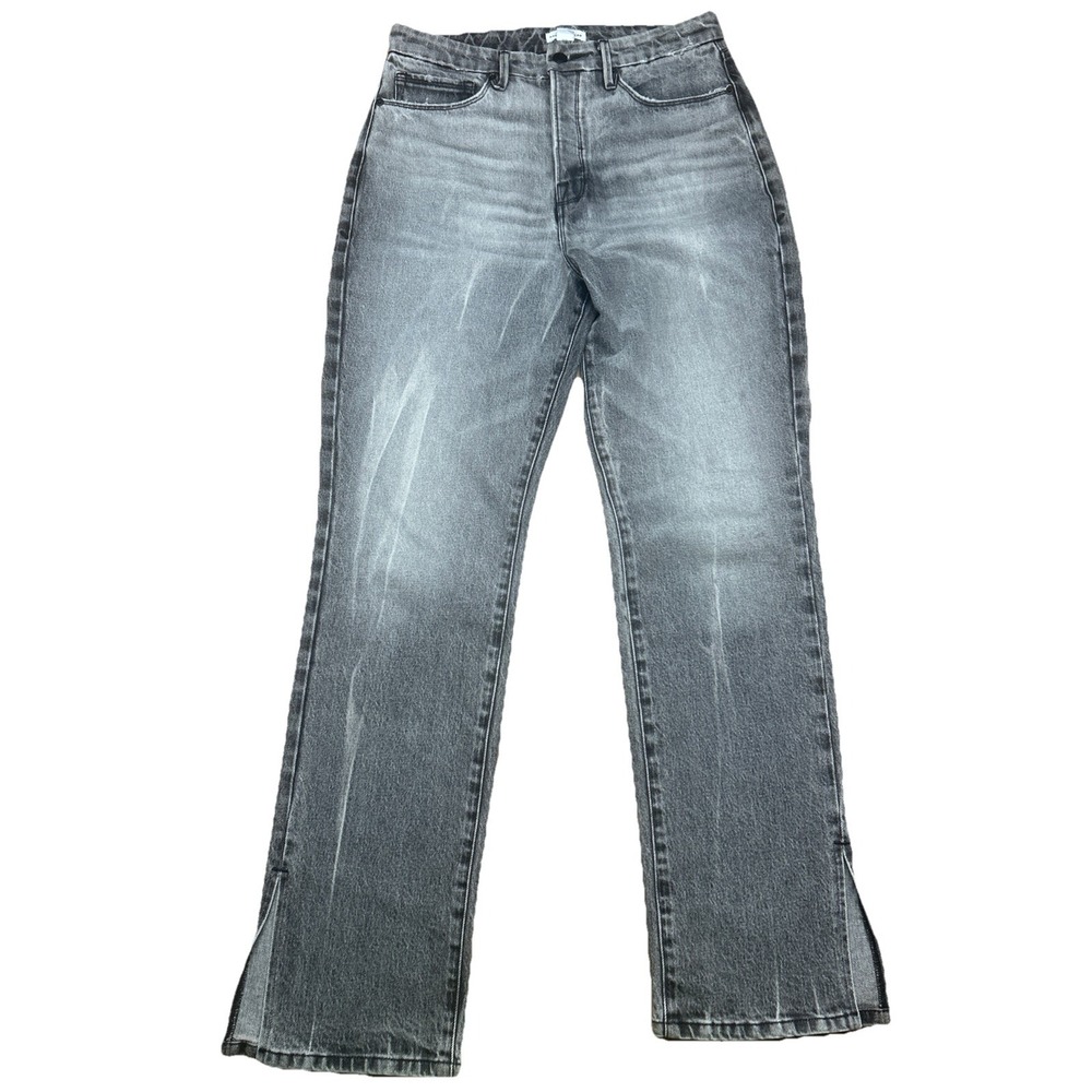 Good American Good Boy Super High Rise‎ Stretch Ankle Slit Hem Women 10/30 Jeans